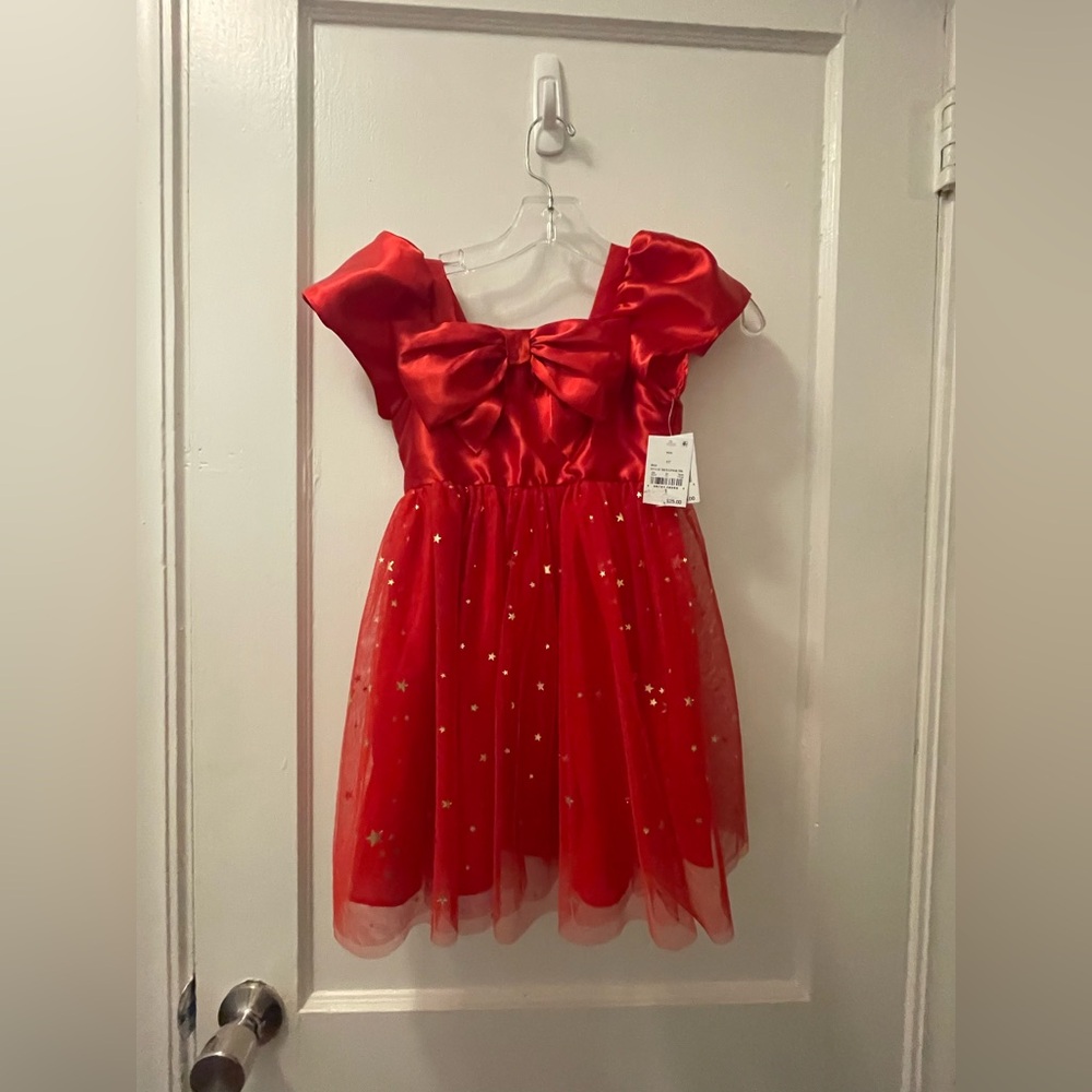 Audrey Camille Red Dress with Bow and Star Accents